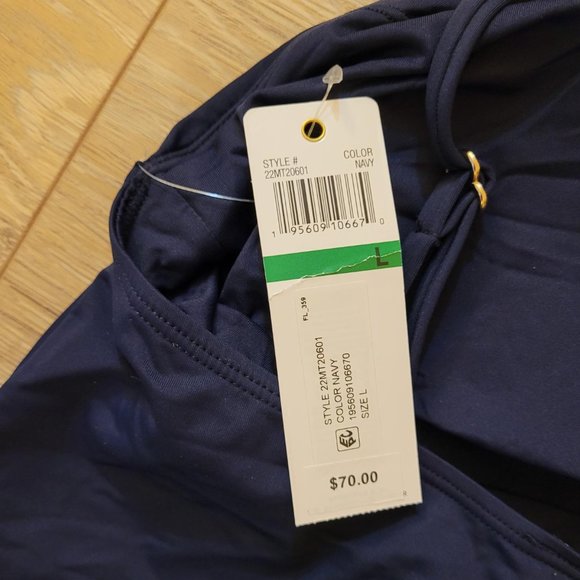 158. Anne Cole top with optional straps. Navy. Size L. NWT. - Picture 4 of 4